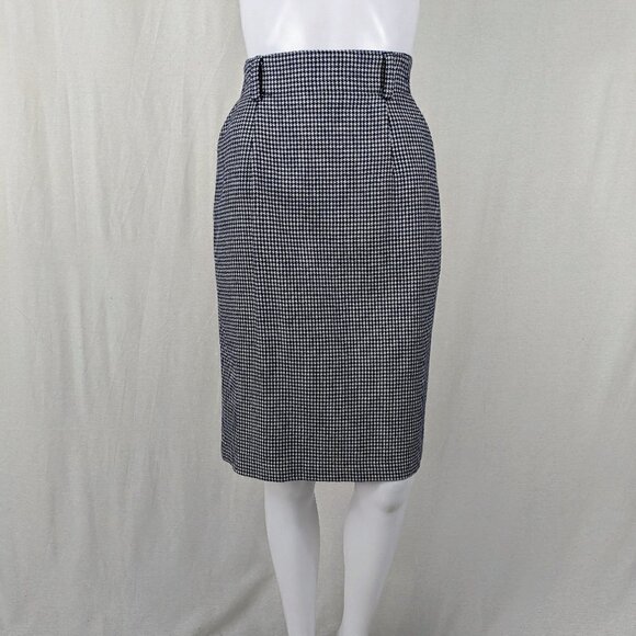 Vintage Houndstooth Pencil Skirt W/Pleated Back Size 8 - Picture 1 of 6